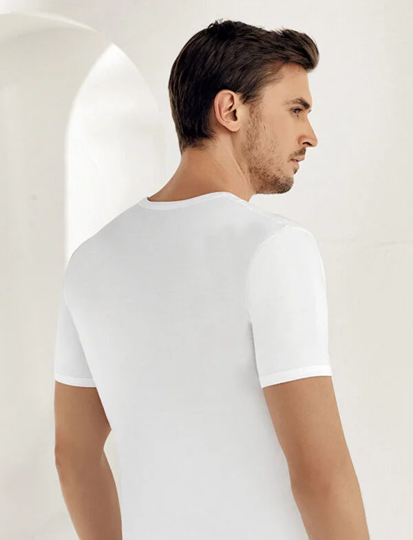 Erkek Penye Bisiklet Yaka Fanila Yarım Kol