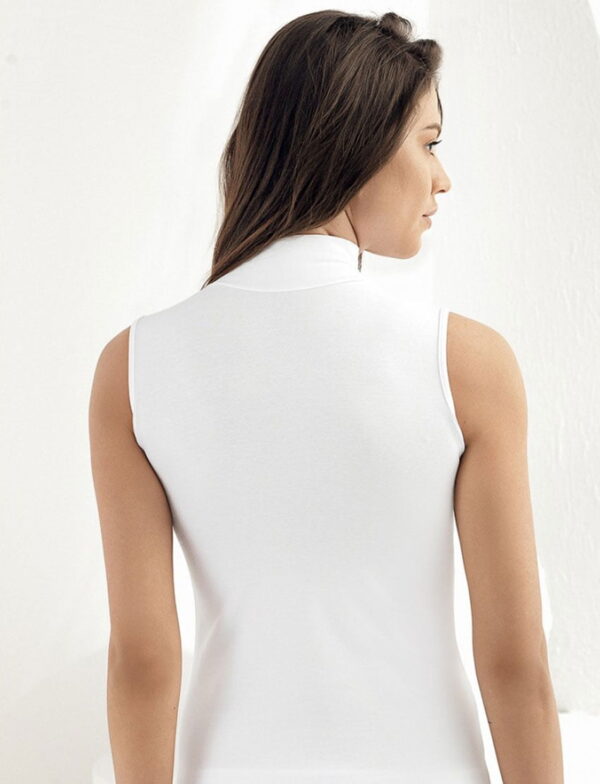 Kadın Balıkçı Yaka Sıfır Kol Body Beyaz