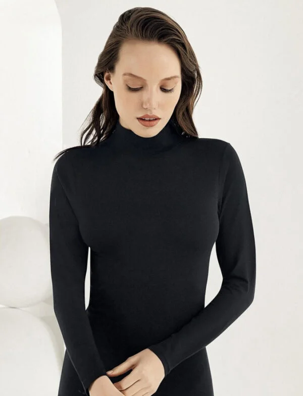 Kadın Balıkçı Yaka Uzun Kol Body Siyah