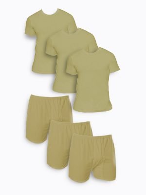 3'lü Asker Çamaşır Set Fanila ve Paçalı Don Haki Yeşil