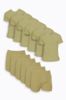 6'lı Asker Çamaşır Set Fanila ve Paçalı Don Haki Yeşil