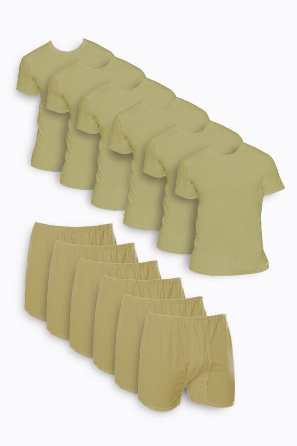 6'lı Asker Çamaşır Set Fanila ve Paçalı Don Haki Yeşil