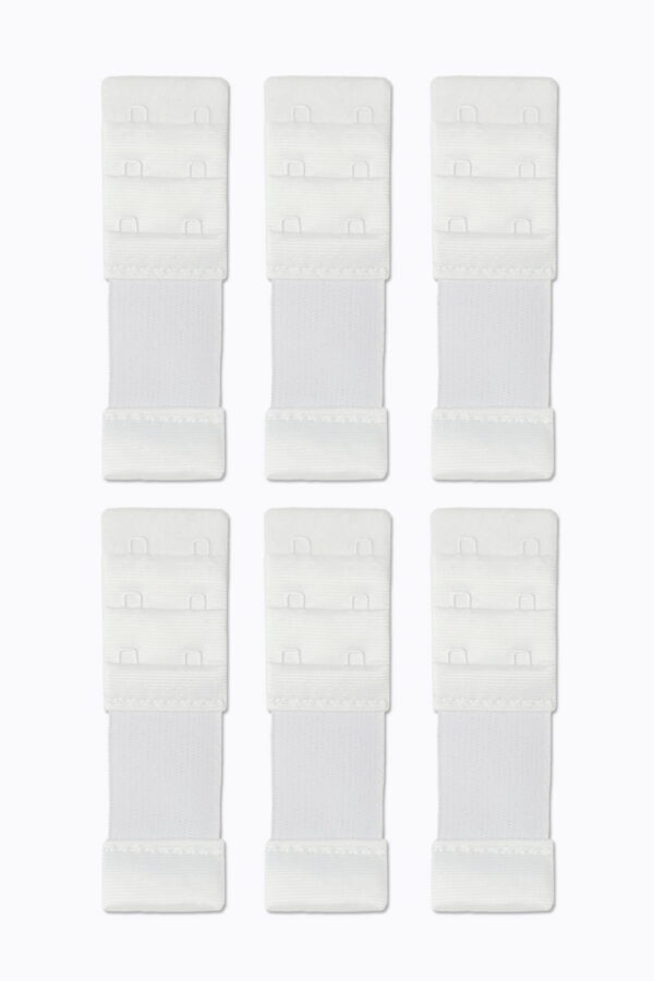 6 Adet Lastikli Agraf Sütyen Ek Kopça Çift Kancalı Beyaz