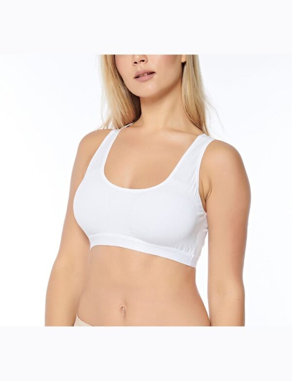 Büstiyer Geniş Askılı Pedli Yarım Body Atlet Ten