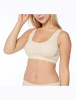 Büstiyer Geniş Askılı Pedli Yarım Body Atlet Ten