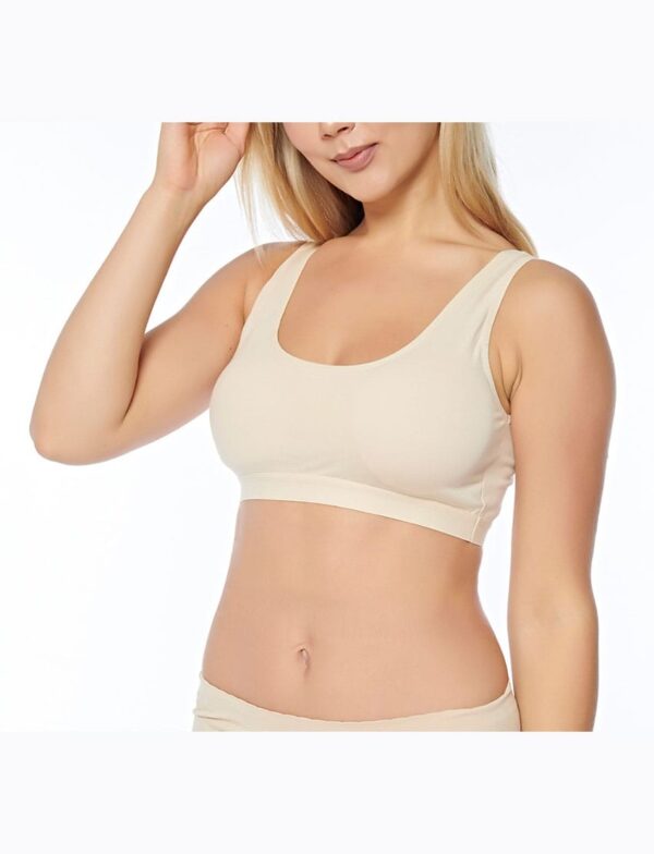 Büstiyer Geniş Askılı Pedli Yarım Body Atlet Ten