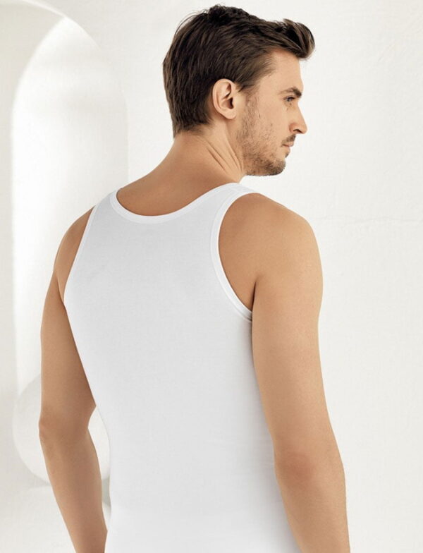 Erkek Likralı Askılı Atlet Beyaz