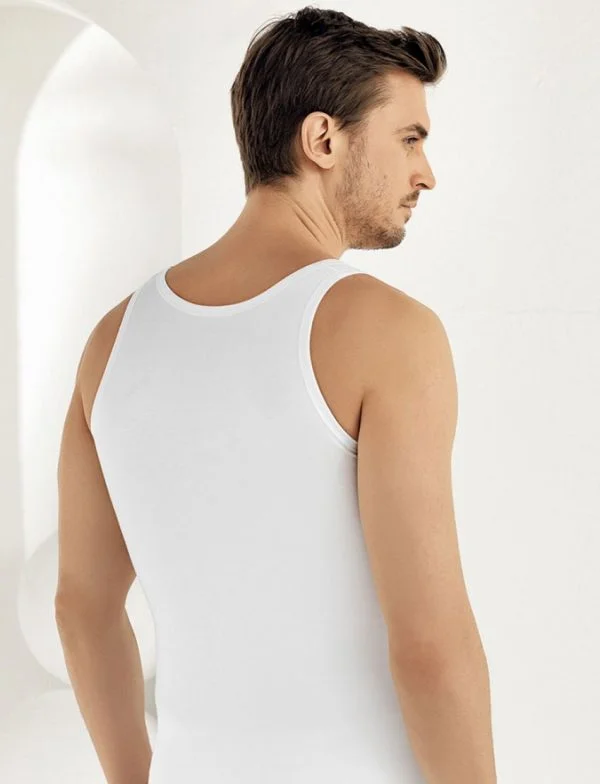 Erkek Likralı Askılı Atlet Beyaz