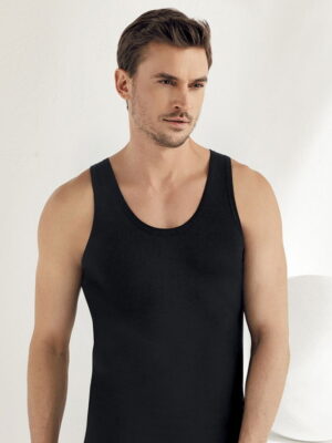 Erkek Likralı Askılı Atlet Siyah