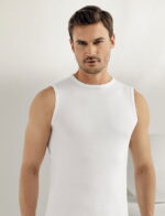 Erkek Ribana Sıfır Kol Atlet Beyaz