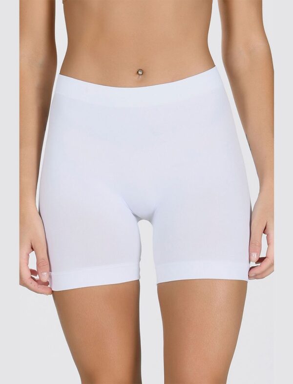 Kadın Kısa Şort Jüpon Boxer Beyaz Micro Seamless