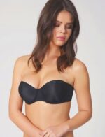 Straplez Sütyen Destekli Push-up Balenli Straples Dolgulu Siyah