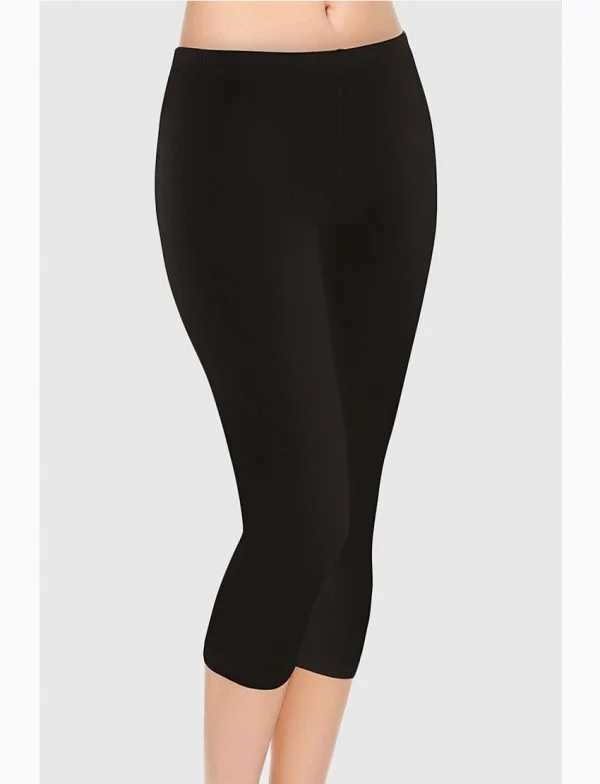 Dizaltı Kapri Tayt Yumuşak Viskon Likralı Siyah