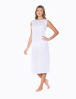 Kolsuz Uzun Elbise Astarı Sıfır Kol Kombinezon Beyaz