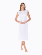 Kolsuz Uzun Elbise Astarı Sıfır Kol Kombinezon Beyaz