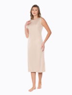 Kolsuz Uzun Elbise Astarı Sıfır Kol Kombinezon Beyaz