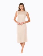 Kolsuz Uzun Elbise Astarı Sıfır Kol Kombinezon Ten