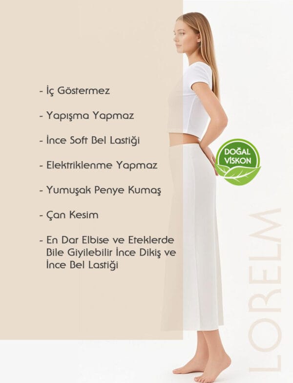 Uzun Etek Astarı Tam Boy Doğal Viskon Penye 80 cm