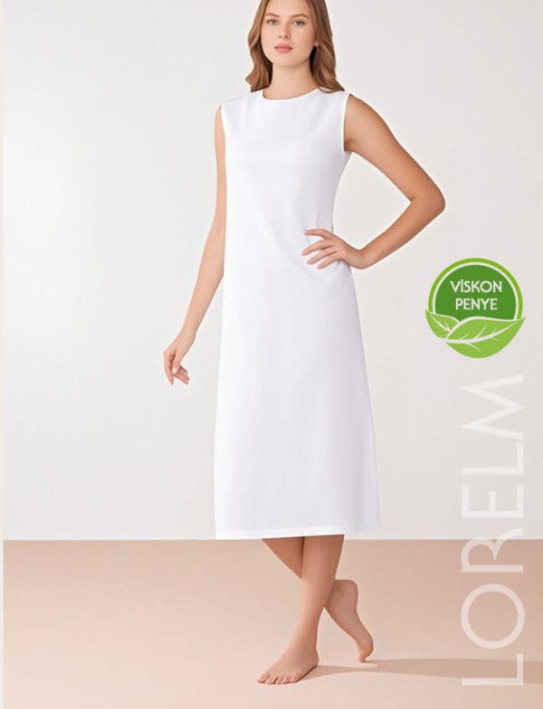 Sıfır Kol Penye Uzun Kombinezon Elbise Astarı