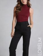 Balıkçı Yaka Kolsuz Badi Viskon Penye Yumuşak Doku Body