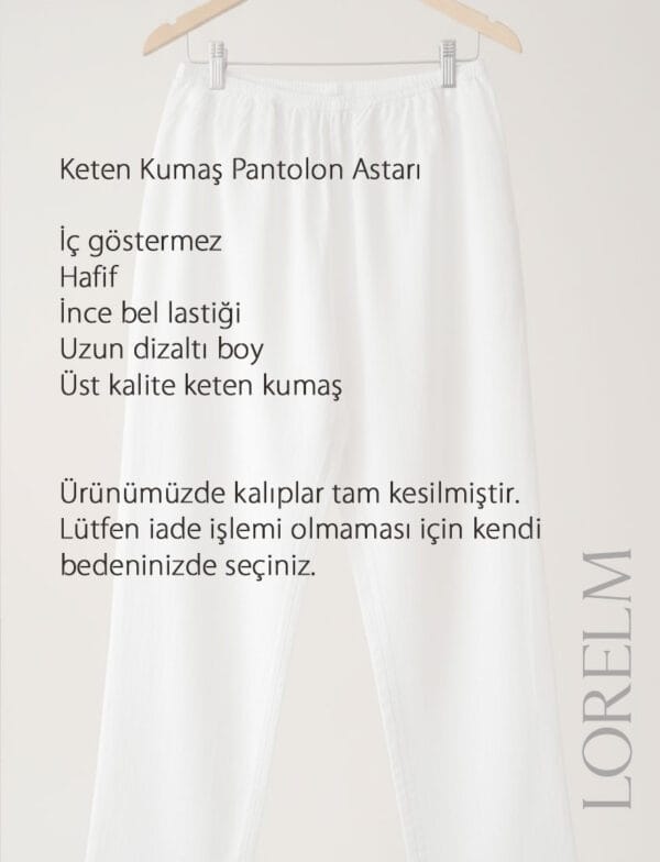 Keten Kumaş Pantolon Astarı Beyaz